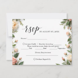 Elegantes Skript mit UAWG zur Auswahl von Speisen  RSVP Karte