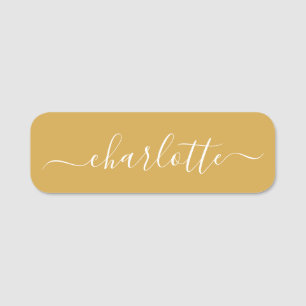 Elegantes Skript Moderner Name Personalisiert gelb Namensschild