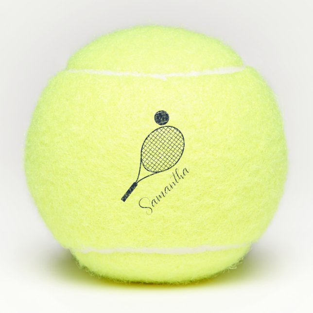 Elegantes Skript Moderner Name Personalisiert Tennisbälle (Vorderseite)