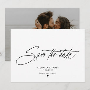 Elegantes Skript Modernes Minimalistisches Foto Ho Save The Date