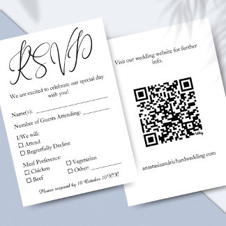 Elegantes Skript Modernes Minimalistisches Hochzei RSVP Karte