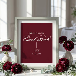 Elegantes Skript-Monogramm-Hochzeitsgästebuchplaka Poster