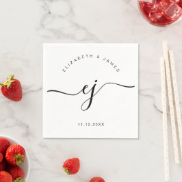 Elegantes Skript-Monogramm Moderne Minimalistische Serviette