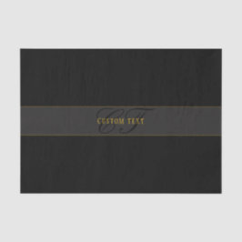Elegantes Skript-Monogramm Schwarz & Gold Seidenpapier