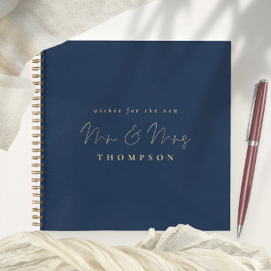 Elegantes Skript Mr. Wedding Navy Gold Gästebuch Notizbuch