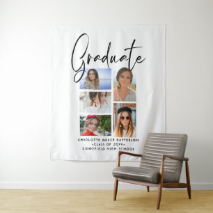 Elegantes Skript Multi-Foto-Abschluss Graduate Wandteppich