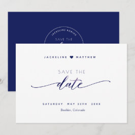 Elegantes Skript, Navy Blue Simple Wedding Save The Date