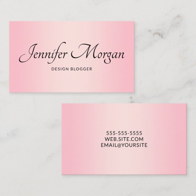 Elegantes Skript Pale Pink Ombre Visitenkarte (Vorne/Hinten)