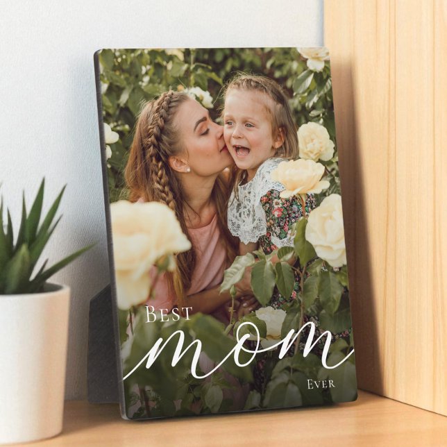 Elegantes Skript Personalisiertes Bestes-Mutter-al Fotoplatte (Elegant Script Personalized Best Mom Ever Photo Plaque)