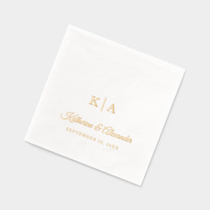 Elegantes Skript personalisiertes Hochzeitsmonogra Servietten Mit Folie