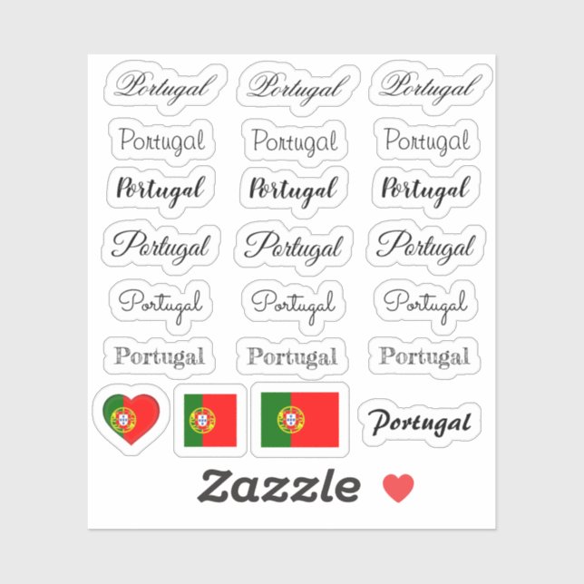 Elegantes Skript Portugal & Portugiesisches Set fü Aufkleber (Blatt)