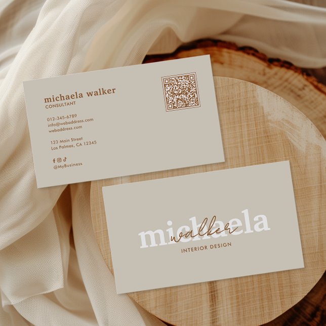 Elegantes Skript-QR-Code und soziale Medien Visitenkarte (Von Creator hochgeladen)