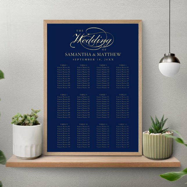 Elegantes Skript Real Foil Pressed Seating Chart Foliendrucke (Von Creator hochgeladen)