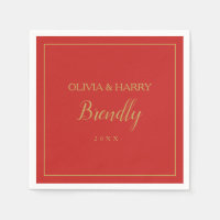 Elegantes Skript | Red Christmas Paper Napkin
