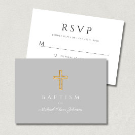 Elegantes Skript Religiöse Kreuztaufe RSVP Karte
