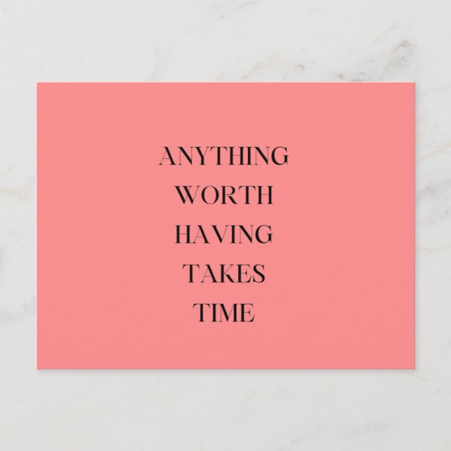 Elegantes Skript Rosa Blütenwertvoll, das Zeit ben Postkarte (Vorderseite)