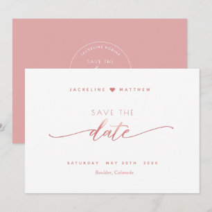 Elegantes Skript, Rosa Rosa, einfache Hochzeit Save The Date