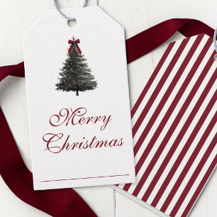 Elegantes Skript Rot Grün Wasserfarbe Weihnachtsba Geschenkanhänger