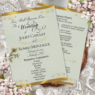 Elegantes Skript - Salbei Pearl/Goldene Hochzeit Programm