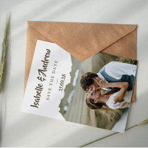 Elegantes Skript Salbeigrün Save-the-Date Save The Date