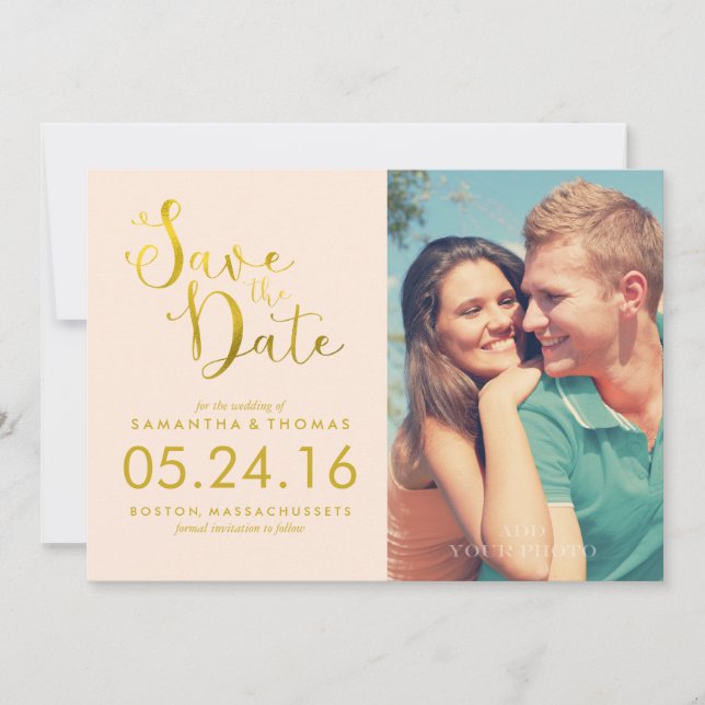 Elegantes Skript Save the Date abspielen (Vorderseite)