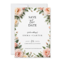 Elegantes Skript Save the Date mit Pastel Rose Bor