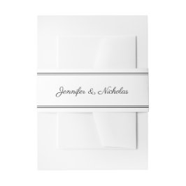Elegantes Skript Schwarz-Weiß-Hochzeit Einladungsbanderole