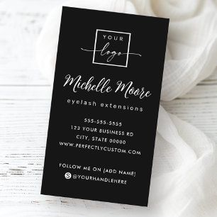 Elegantes Skript schwarzes Logo Visitenkarte