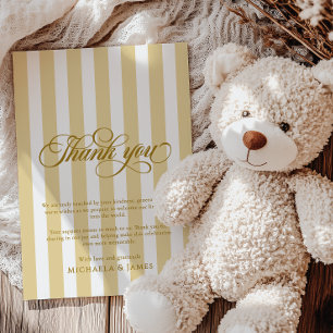 Elegantes Skript & Streifen Baby Shower Dankeskarte