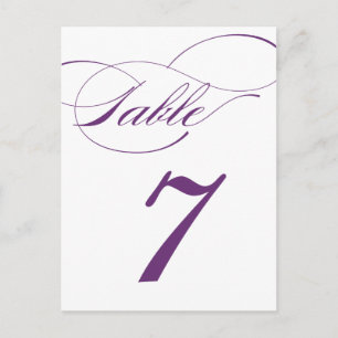 Elegantes Skript-Tischnummern-Postkarte Lila 520 Postkarte