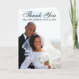 Elegantes Skript Vielen Dank für Ihr Hochzeit Foto Dankeskarte