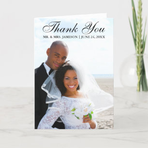 Elegantes Skript Vielen Dank für Ihr Hochzeit Foto Dankeskarte