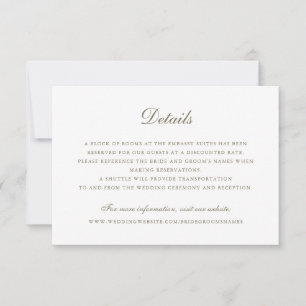 Elegantes Skript Vintag Olive Green Wedding Detail Einladung