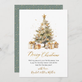 Elegantes Skript Watercolor Pine Tree Weihnachten