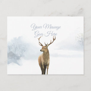 Elegantes Skript Weihnachtsferien Winterhirsch Postkarte