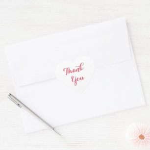 Elegantes Skript Weiß Rosa Partygeschenke Danke Herz-Aufkleber