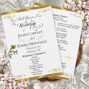 Elegantes Skript - Weiße Perle/Goldene Hochzeit Programm