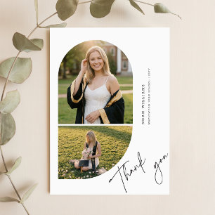 Elegantes Skriptbogen Foto Danksagung zur Abschlus Postkarte