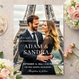 Elegantes Skriptüberlagern Moderne Schwarz-weiße H Einladung