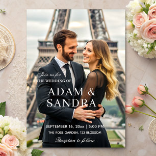 Elegantes Skriptüberlagern Moderne Schwarz-weiße H Einladung