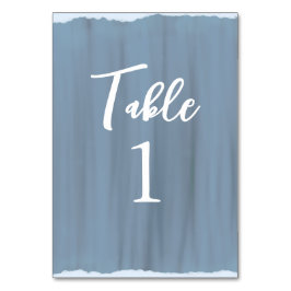 Elegantes Slate Blue Imitats Glass bemalt Hochzeit Tischnummer