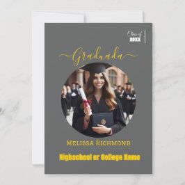 Elegantes Slate Gray Foto Spanisch Graduiert Ankündigung