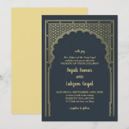 Elegantes Slate Gray Indian Gateway Wedding Einladung