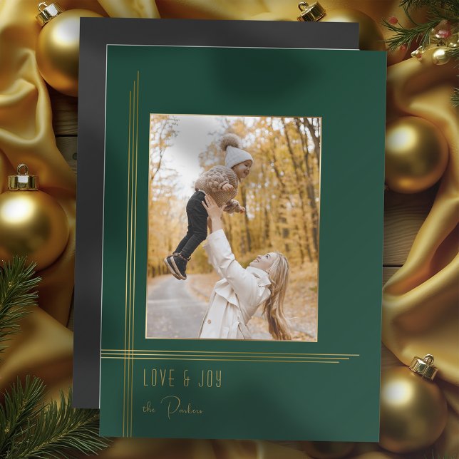 Elegantes Sleek Green/Gold Modernes Deko Style Fot Magnetkarte (Von Creator hochgeladen)