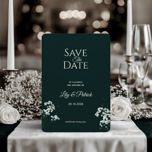 Elegantes Smaragdgrün Baby's Atem Save The Date