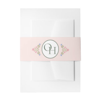Elegantes Smaragdgrün Florales Bauchband Einladungsbanderole