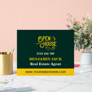 Elegantes Smaragdgrün & Gold Offenes Haus zu verka Acrylschild