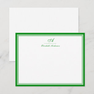Elegantes Smaragdgrünes Monogramm Korrespondenz Mitteilungskarte