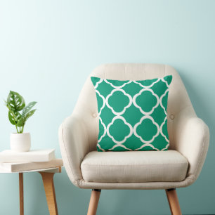Elegantes Smaragdgrünes Quatrefolienmuster Kissen