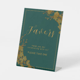 Elegantes Smarald Green & Gold Floral Gefälligkeit Sockelschild